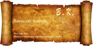 Bencze Kende névjegykártya